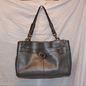 COACH PENELOPE CARRYALL F16531 SILVER PEBBLED LEAT